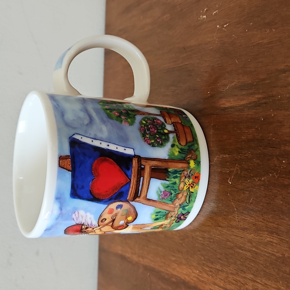 Vintage Starbucks Floral Painting Cupid Coffee Mug Made In Taiwan - Picture 3 of 8